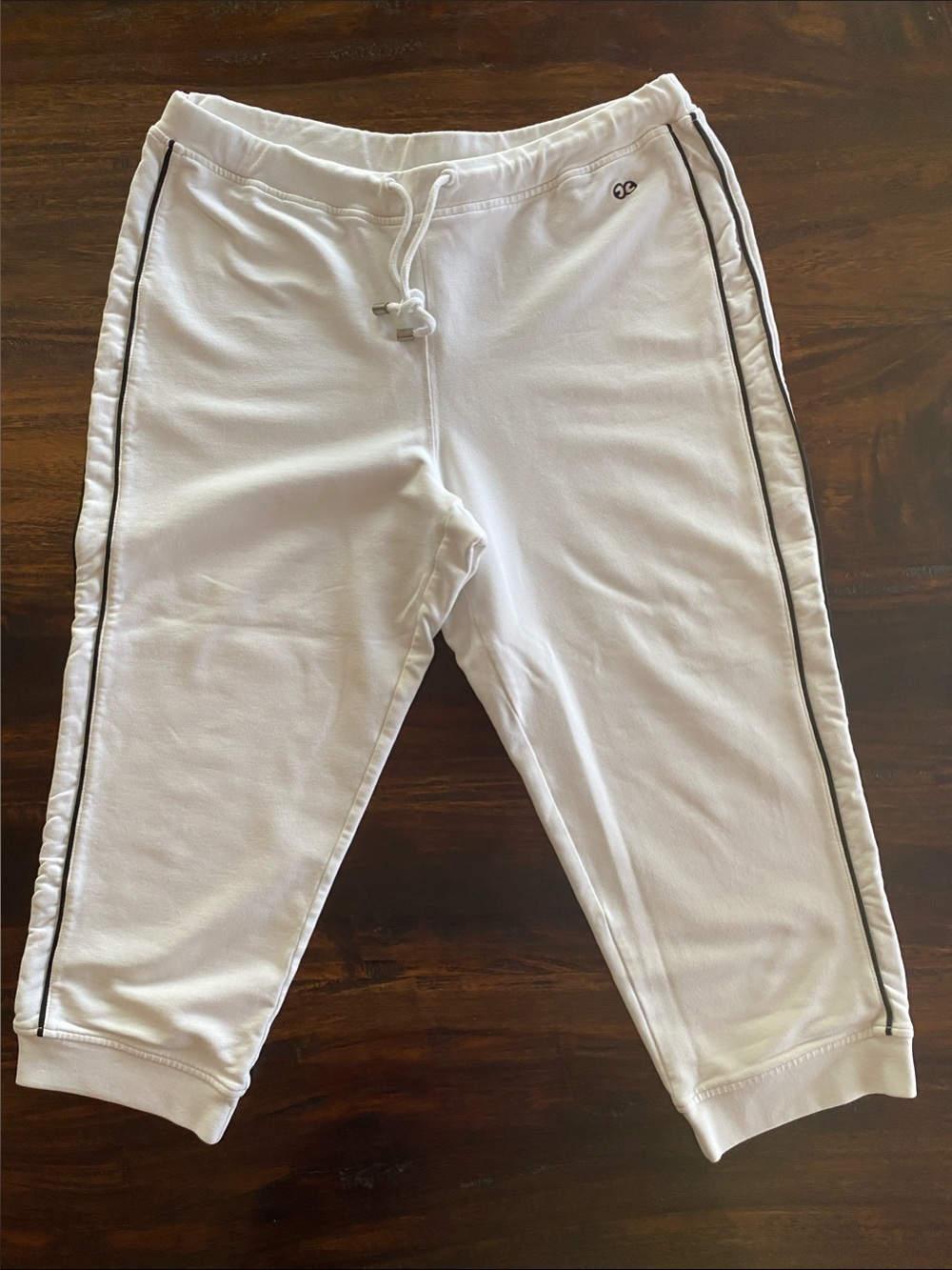 Escada White Track Pants with Black Side Stripe
